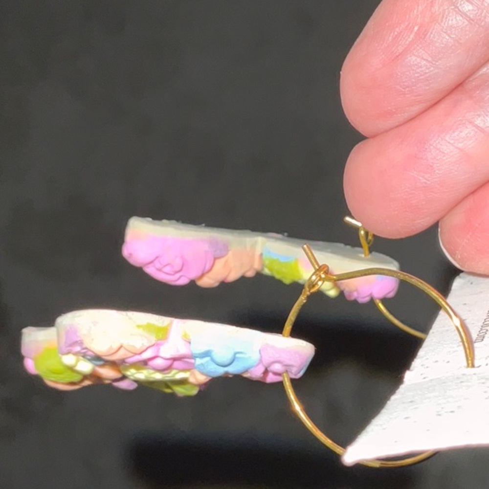 Clay Collective Co Floral Butterfly Earrings Lightweight Spring Colors - Picture 8 of 11